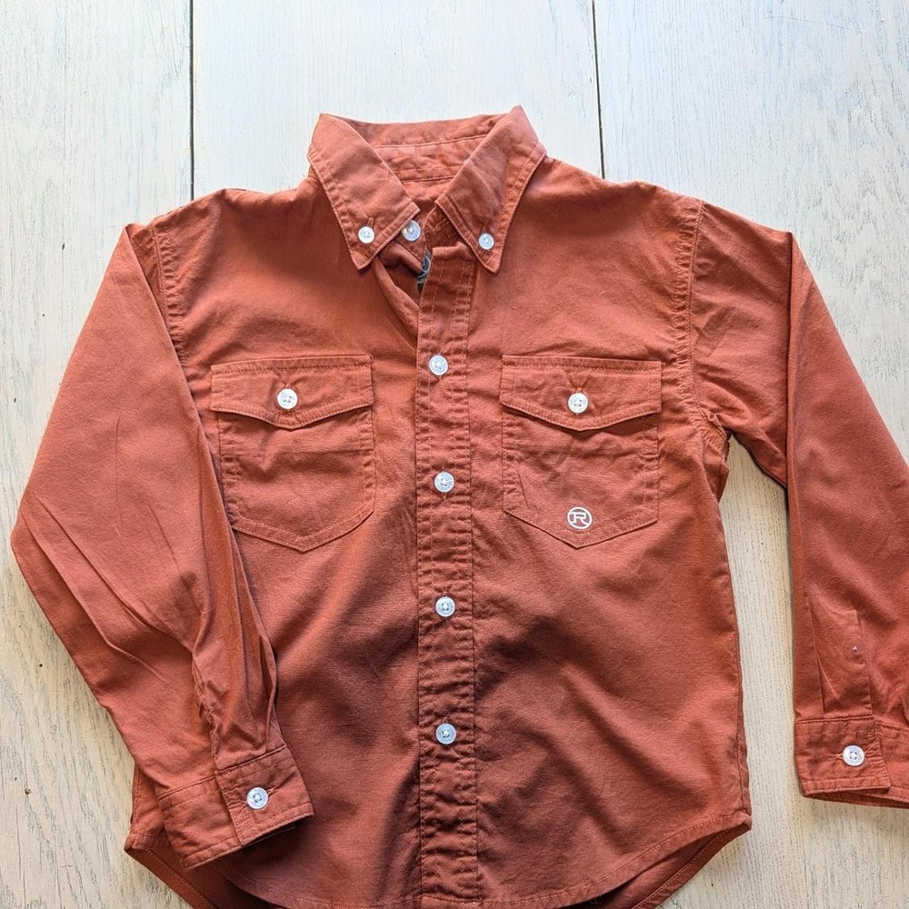 Roper Kids Orange Button Up Shirt
Size 6-7
